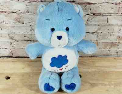 Care Bears Plush Grumpy Stuffed Animal Blue Cloud Rain Red Hearts 13” 2002