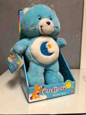 Care Bear Bedtime Bear 13” Inch Plush Light Blue Toy 2002 Moon Star NWT RARE