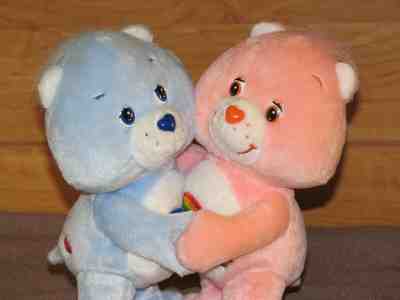 Care Bears Play Along Cuddle Pairs GRUMPY & CHEER Bear 7” Tall Plush ~ 2002