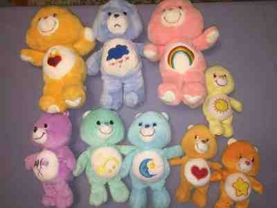 Lot of 9 CARE BEARS Excellent to Good condition various sizes 2000s era
