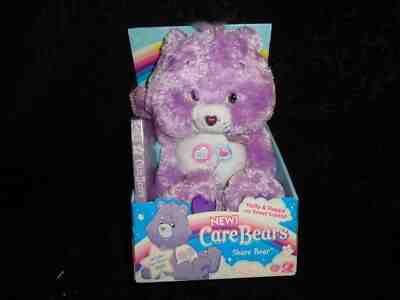 NEW Care Bears Plush Purple Share Bear Fluffy & Floppy w/ DVD - FREE SHIPPING