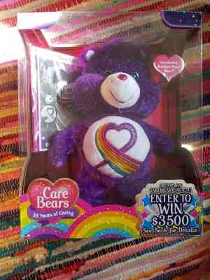 Care Bears RAINBOW HEART BEAR 35th Anniversary Purple Plush 35 Years of Caring
