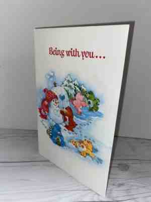 Vintage Greeting Card Original Care Bears Christmas American Greetings 1980's