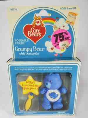 Vintage Care Bears Poseable Figure Grumpy Bear Dumbrella Accessory Kenner MIB