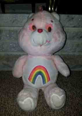 Original Vintage 1980s Care Bear Cheer Bear 18” Pink Rainbow Plush Kenner
