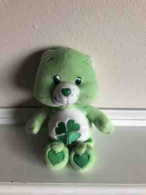 Care Bears Good Luck Bear Plush 8” Green Clover Shamrock 2002