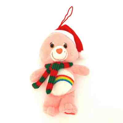 Care Bears Christmas Cheer Pink Bear Rainbow 2004 Plush Stuffed Ornament 2004 5