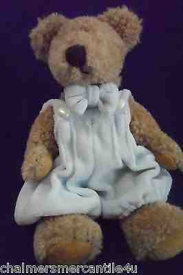 Baby Boy Bear Light Blue Velvet Rompers JB Bean Boyds Bow Tie Stitched Nose Tag