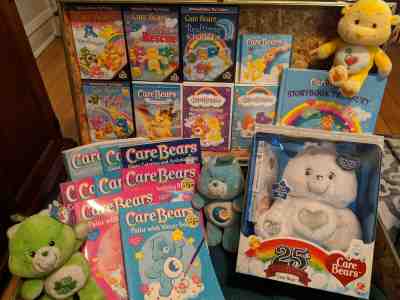 Care Bear dvd, doll, book, and coloring activity book lot