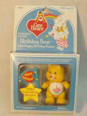 Care Bears Vintage Poseable Figure Birthday Bear w/ Banner Accessory Kenner MIB