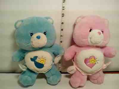 Lot#15 Care Bears Plush Stuffed Toy Animal 10” Baby Hugs & Baby Tugs Blue & Pink