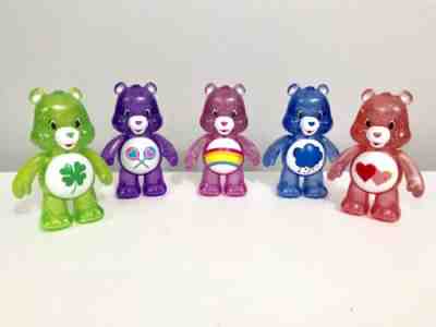 Lot of 5 Care Bears 3” Figures Clear Glitter Cheer Grumpy Share Good Luck & More