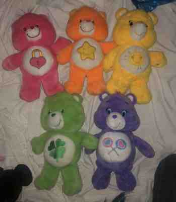 Lot of 5 Care Bears Plush Stuffed-Secret, FunShine,Laugh A Lot, Good Luck,Share