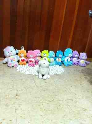 10 Care Bear lot & 1 White Rabbit * Pink Blue Orange Purple Green Teddy Bears 10