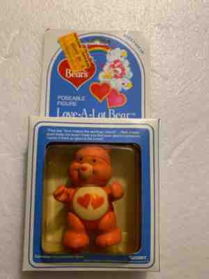 Vintage 1982 Poseable Figure Care Bear Love-a-Lot Bear New In Package # 60390
