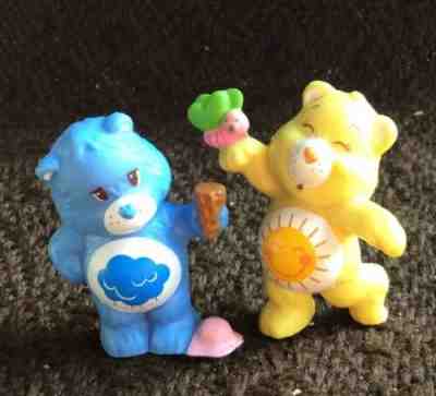 Vintage Care Bears Grumpy & Sunshine Bear PVC Figure 1983 Miniature Mini HTF