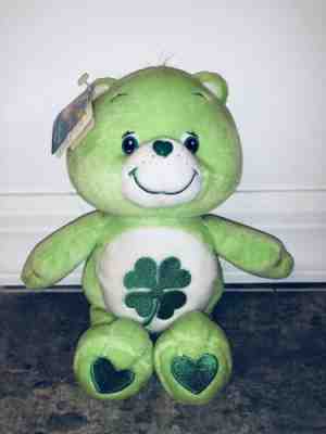 10” Play Along Care Bears Good Luck Bear Plush Green Shamrock Leaf Irish Doll