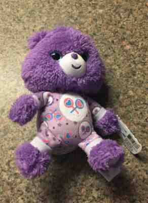 Care Bear Plush Share Purple Pjs Pajamas 8” Cub Stuffed Lovey Sparkle Eyes NWT