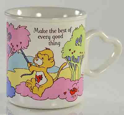 Vintage CARE BEAR COUSINS mug heart handle 1985 PLAYFUL MONKEY & LOYAL DOG