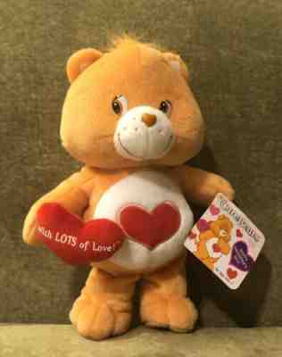 2004 Care Bears Tenderheart Bear 10” VALENTINES With Lots of Love Heart Plush
