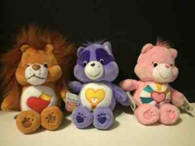 Care Bears & Cousins Plush Lot of 3 Brave Heart Bright Light Hopeful Heart Small