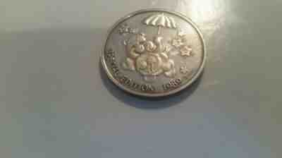 Vintage Rare 1989 Care Bear Silver Coin Caring Together .999