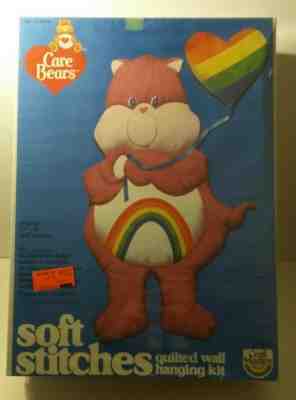 Vintage Care Bears Soft Stitches Quilted Wall Hanging Kit Craft Master Sew Pink