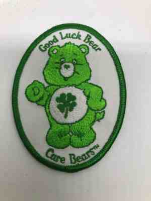 2002 Authentic Care Bears Good Luck Bear Fabric Iron on Patch/ Green/ 3.5