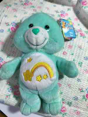 2002 Care Bears WISH Bear 8” Beanie 20th Anniversary Aqua, with tags