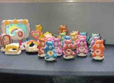 Vintage Lot Of Care Bear Figures And Care-A-Lot Accessories 24 Pieces 