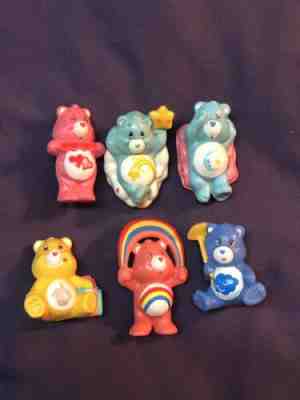VTG Care Bears Lot of PVC Plastic Miniature Figures Birthday Bedtime Wish 1983