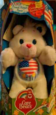 1991 Patriotic * Proud Heart Care Bear Plush American Flag Mint Condition in Box