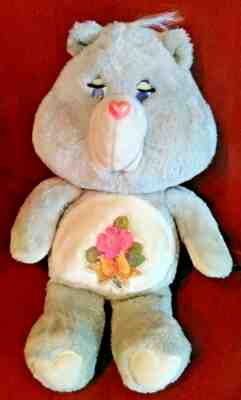 Vintage Care Bear Grams Granny Plush Stuffed Animal Kenner 1983 Grey Flowers 16