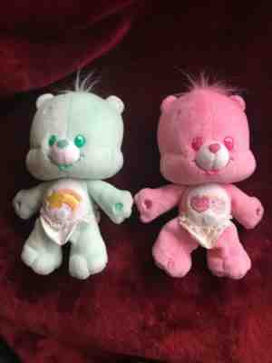 2 Vintage 2005 Care Bears  Lot Of 2 Love a lot & Wish Cub Pink Preowned 7.5”