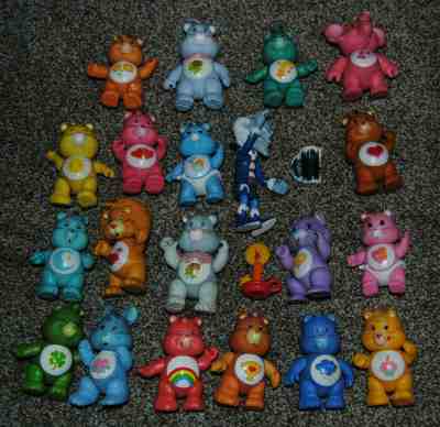 VINTAGE Care Bear lot of 20 1982-1984 different poseable figurines, used