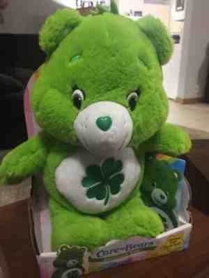 NEW Good Luck Bear Plush Stuffed Animal Shamrock Green Care Bear 2014  CD Incl