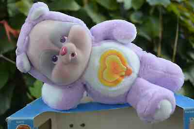 Vintage & COMPLETE Care Bear Cousin BABY BRIGHT HEART RACCOON CUB Plush Kenner B
