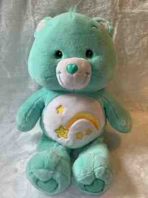 Jumbo Care Bear Wish Large 23” Plush Green 2002  Yellow Star Stuffed Animal