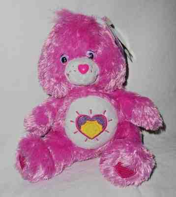 2006 Shine Bright Comfy Care Bear Plush Stuffed Animal Shaggy Heart Sun Pink 