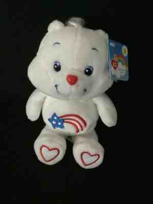 AMERICA CARES CARE BEAR 20th ANNIVERSARY 8 IN NEW w/ TAG 2002 RARE OUTLINED FEET