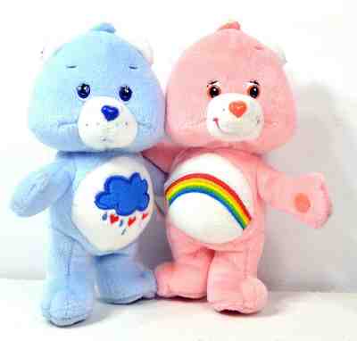 Care Bears Plush - Hugging - Blue & Pink - Rain Clouds & Rainbows - Plush