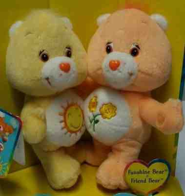 Care Bears Cuddle Pairs -Funshine Bear and Friend Bear Plush Toys - NEW in Box