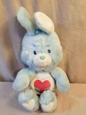 Vintage 1984 Care Bears Plush Stuffed Cousins Swift Heart Blue Rabbit Bunny 14