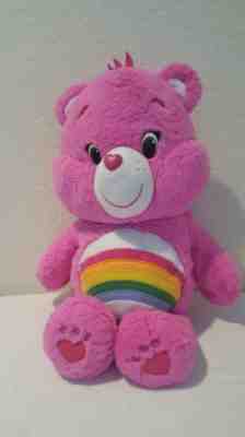 Carebear Rainbow Tummy  Pink Stuffed Cheer 22 inches 2014