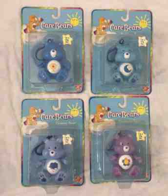 Lot of 4 Care Bears Clip Keychain Toys Figures 2002 Bedtime Grumpy Harmony Vtg