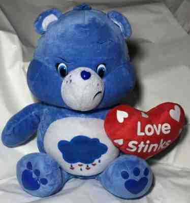 2015 Care Bears Valentine Blue Grumpy Bear Plush Love Stinks Heart Sad Break Up