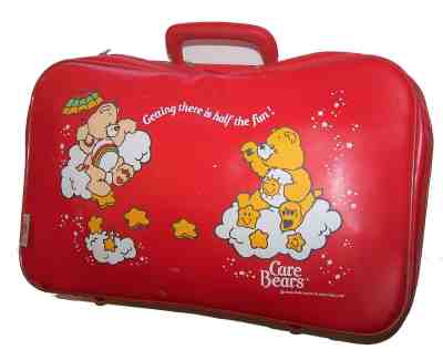 Vintage 1983 Care Bears Red Getting There is Half the Fun Luggage Suitcase