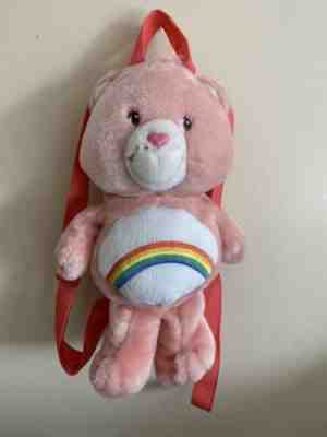 Vintage Care Bears Cheer Bear Pink Rainbow Backpack Bag 2003 Plush 12