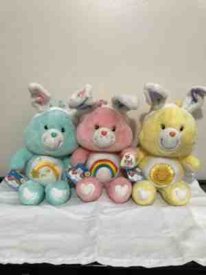 Care Bear Easter Set of 3 Wish, Funshine and Cheer 20th Anniversary, Approx 16