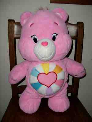 Hopeful Heart Care Bear Fuschia Pink Huge Plush Stuffed Animal Clean Comfy